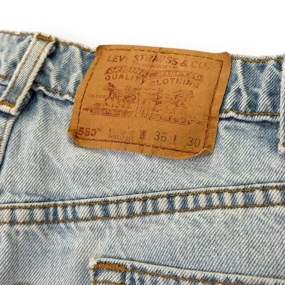 Vintage 90s Levi's 550 Jeans Men 36x30 Blue Relaxed Fit Tapered Leg Made In USA